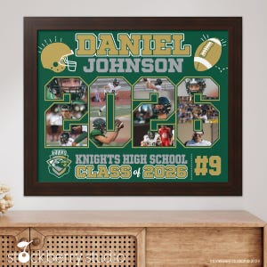 2026 Football Photo Collage Frame Personalized Graduation Senior Night Gift Coach Canvas Student Athlete Birthday Sports Poster Ideas