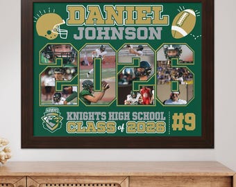 2026 Football Photo Collage Frame Personalized Graduation Senior Night Gift Coach Canvas Student Athlete Birthday Sports Poster Ideas