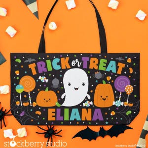 Halloween Weekender Tragetasche Personalisierte Kinder Süßes oder Saures Tasche Geist Halloween Candy Bag Kürbis Halloween Candy Sack Halloween Einkaufstasche