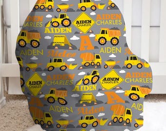 Construction Baby Car Seat Cover Personalized Dump Truck Nursing Wrap Boy Baby Carrier Nursing Cover Stretchy Stroller Shopping Cart Cover