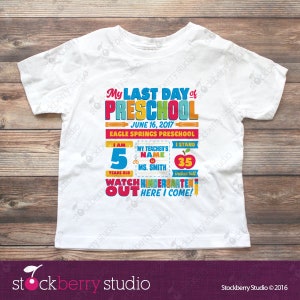 Last Day of School Preschool Shirt Pre School Graduation Tshirt Preschool Grad Last Day of Pre k Preschool Graduation Shirt Stats Pic2 RedBluOrangeYel