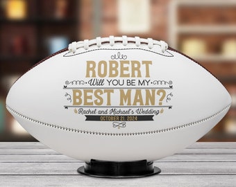 Best Man Proposal Football Gift for Wedding Party Customizable with Name Wedding Date Groomsmen Thank You Sports Favor Personalized Gifts