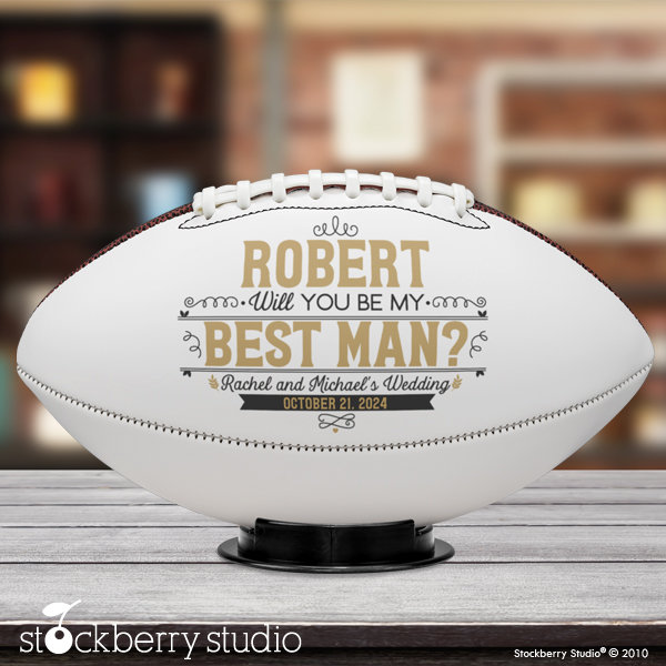 Best Man Proposal Football Gift for Wedding Party Customizable with Name Wedding Date Groomsmen Thank You Sports Favor Personalized Gifts