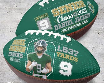 Senior Photo Football Personalized with Name Sports Coach Gift Senior Night Graduation Team Keepsake Custom Football Fans