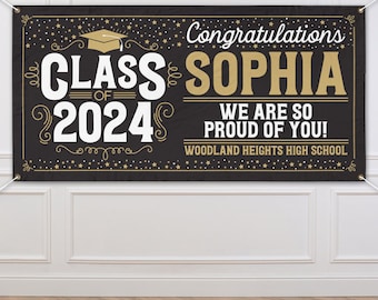 Graduation Vinyl Banner Personalized Class of 2025 High School Graduate Sign College Grad Custom Backdrop Decor Graduation Decorations