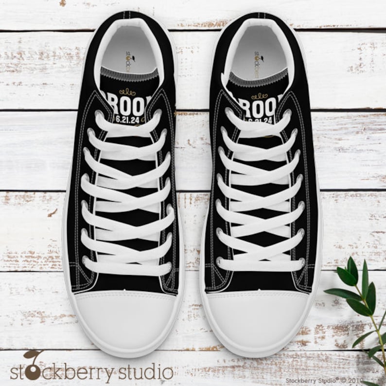 Groom High Top Sneakers Personalized Groom Shoes Husband Groom Wedding Shoes for Groom Sneaker Matching Couple Shoes Custom immagine 4