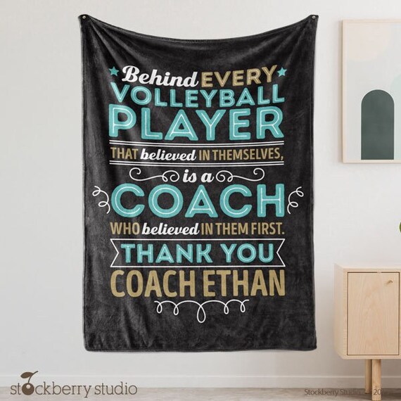 Volleyball Coach Thank You Blanket Personalized Appreciation Gift for Men Women End of Season Retirement Present from Athletes Team Il_570xn