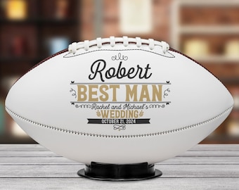 Best Man Football Gift Proposal for Wedding Party Customizable with Name Wedding Date Groomsmen Thank You Sports Favor Personalized Gifts