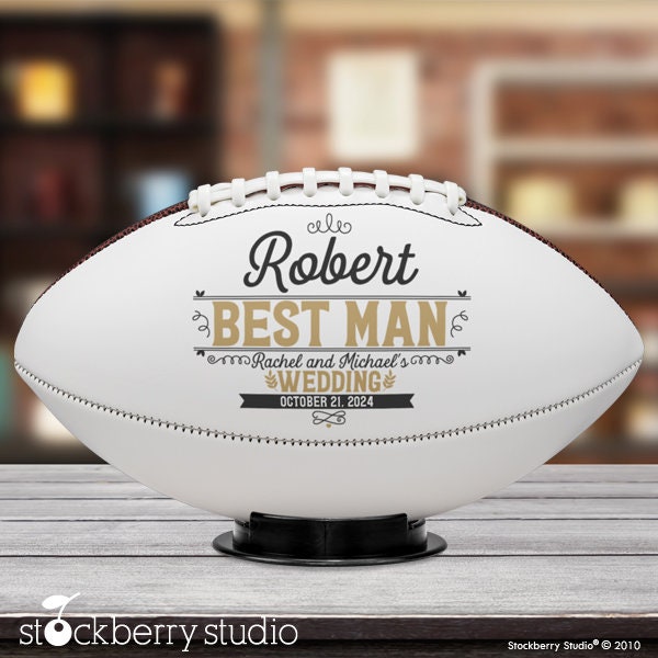 Best Man Football Gift Proposal for Wedding Party Customizable with Name Wedding Date Groomsmen Thank You Sports Favor Personalized Gifts