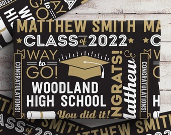 Graduation Gift Wrap Paper Personalized All About The Grad Wrapping Paper Gifts for Grad Custom Gift Wrap Class of 2024 Graduate Gifts