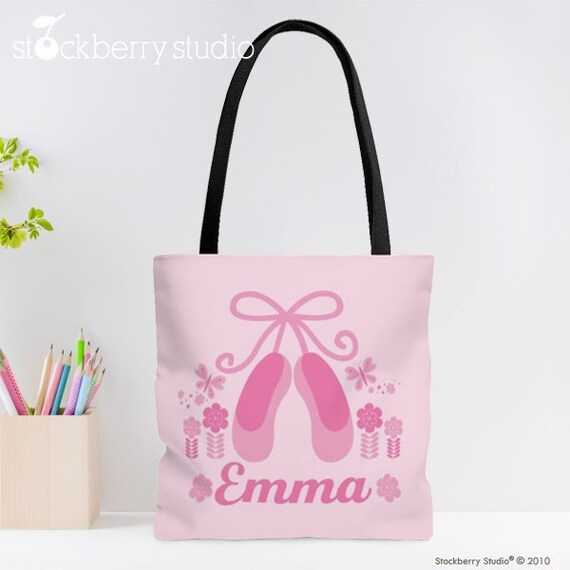 Ballerina Bag Personalized Gift Girl Dance Ballet Shoes Tote Bag Custom Summer Camp Preschool by
