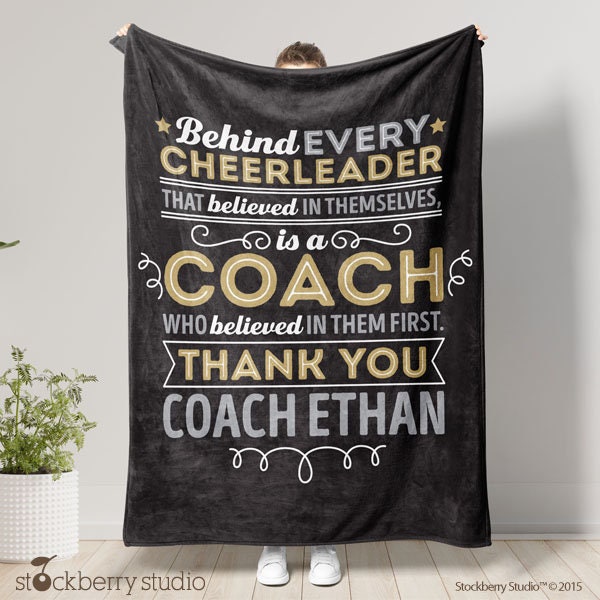 Cheer Coach Thank You Blanket Personalized Coach Appreciation Gift for Men Women End of Season Retirement Present from Athletes Team