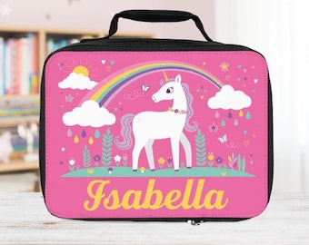 Unicorn Lunchbox Personalized Kids Lunch Bag Toddler Rainbow Unicorn Girl Lunch Box Name Custom School Insulated Lunchbox