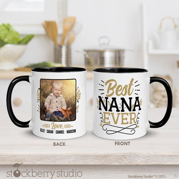 Best Nana Ever Mug with Photo Personalized Kids Picture Custom Nana