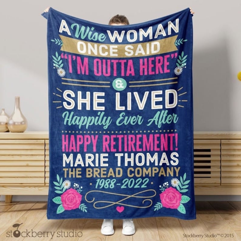 Retirement Blanket Personalized Gift for Women Happy Etsy