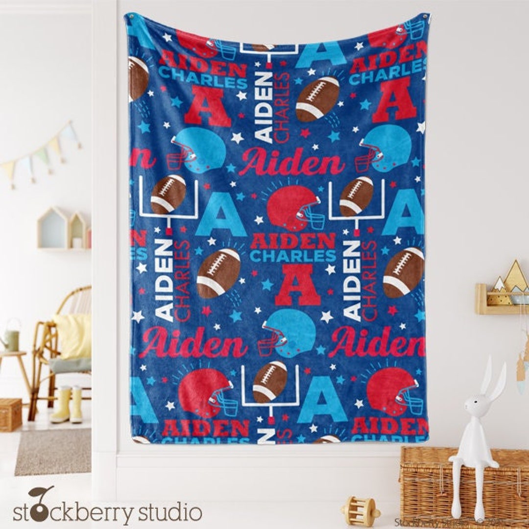 Football Baby Blanket Personalized Sports Blanket Custom Toddler Boy Blanket Boys Football