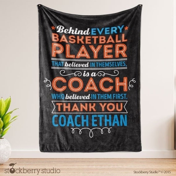 Basketball Coach Thank You Blanket Personalized Appreciation Gift for Men Women End of Season Retirement Present from Athletes Team Il_570xn
