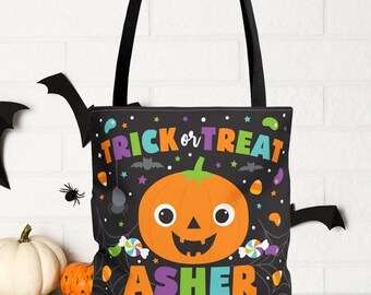 Borsa di tela di Halloween a forma di zucca, personalizzata per bambini, borsa per dolcetto o scherzetto, borsa per caramelle di Halloween per bambini, sacco di Halloween per bambine, borsa per dolcetti di Halloween