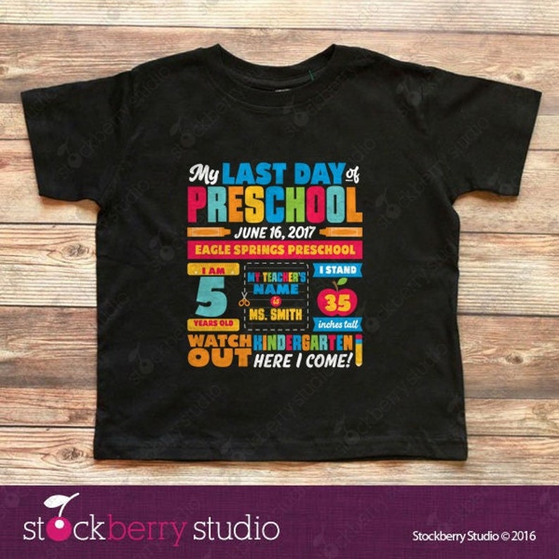 Last Day of School Preschool Shirt Pre School Graduation Tshirt Preschool Grad Last Day of Pre k Preschool Graduation Shirt Stats Pic1 WhtRedBluOrgYel