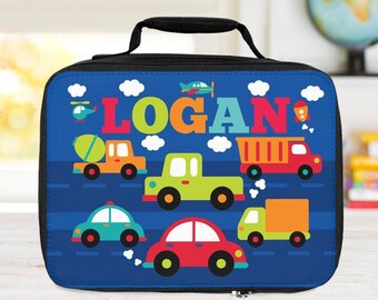 Transporte Coche Niños Lonchera Personalizado Avión Tren Camión Vehículos Bolsa de Almuerzo Niño Niño Almuerzo Nombre Personalizado Escuela Aislado Lonchera