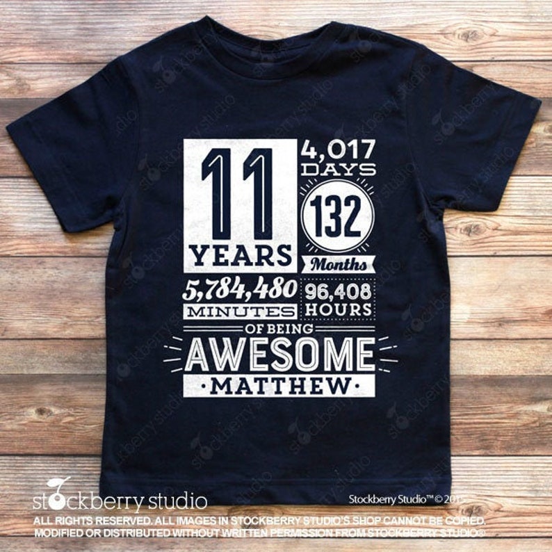 11th Birthday Shirt Boy 11 Years of Being Awesome Birthday Countdown Shirt 11 Years old Eleventh Birthday Gift Kids 11th Birthday Shirt Girl image 1