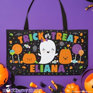 Mädchen Halloween Weekender Tragetasche Personalisierte Kinder Süßes oder Saures Tasche Geist Halloween Candy Bag Kürbis Halloween Candy Sack Halloween Bag