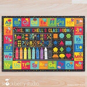 Teacher Classroom Rug Kids Shapes Numbers ABC Color Playroom Area Rug ...