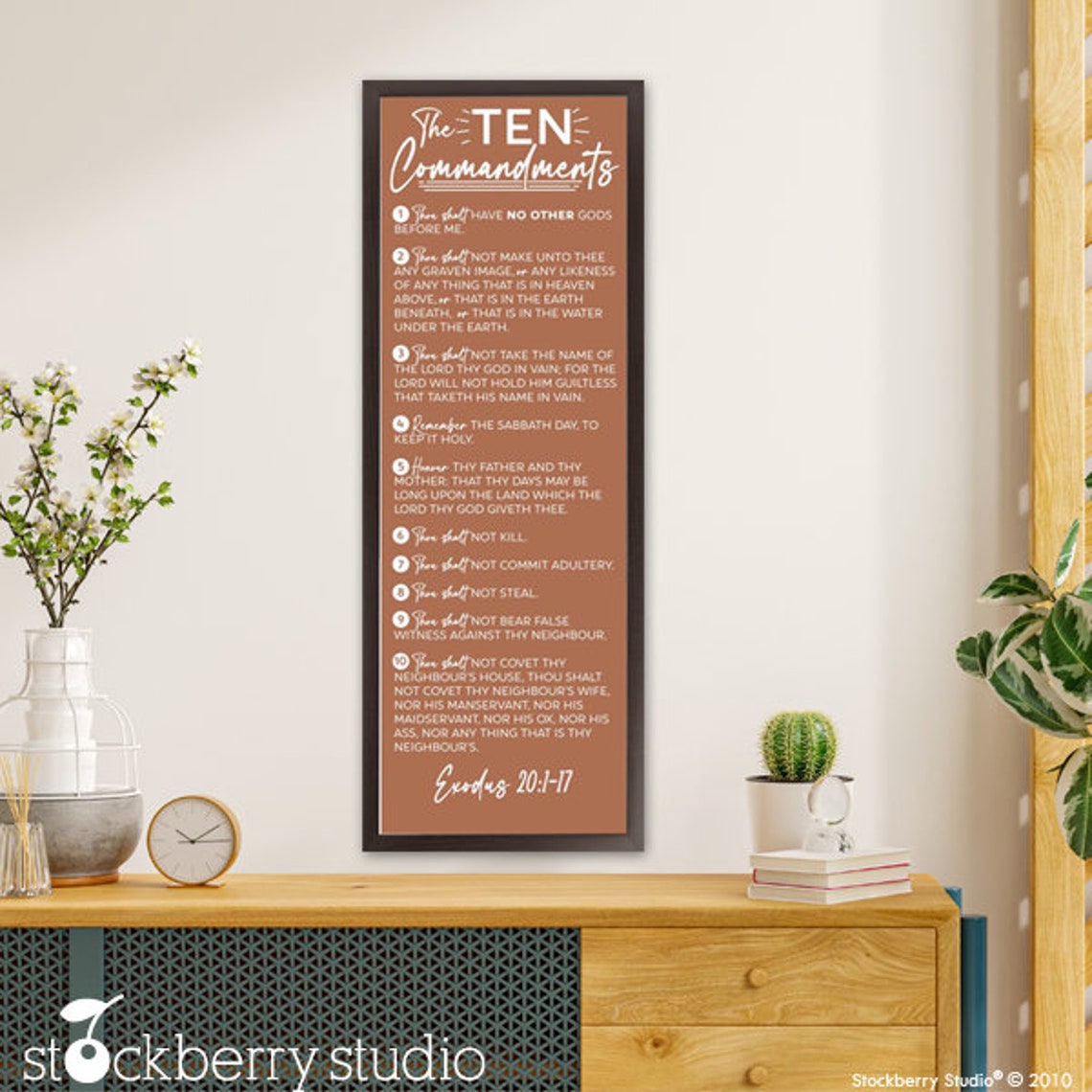 The Ten Commandments Sign Christian Wall Art Bible Verse Inspirational ...