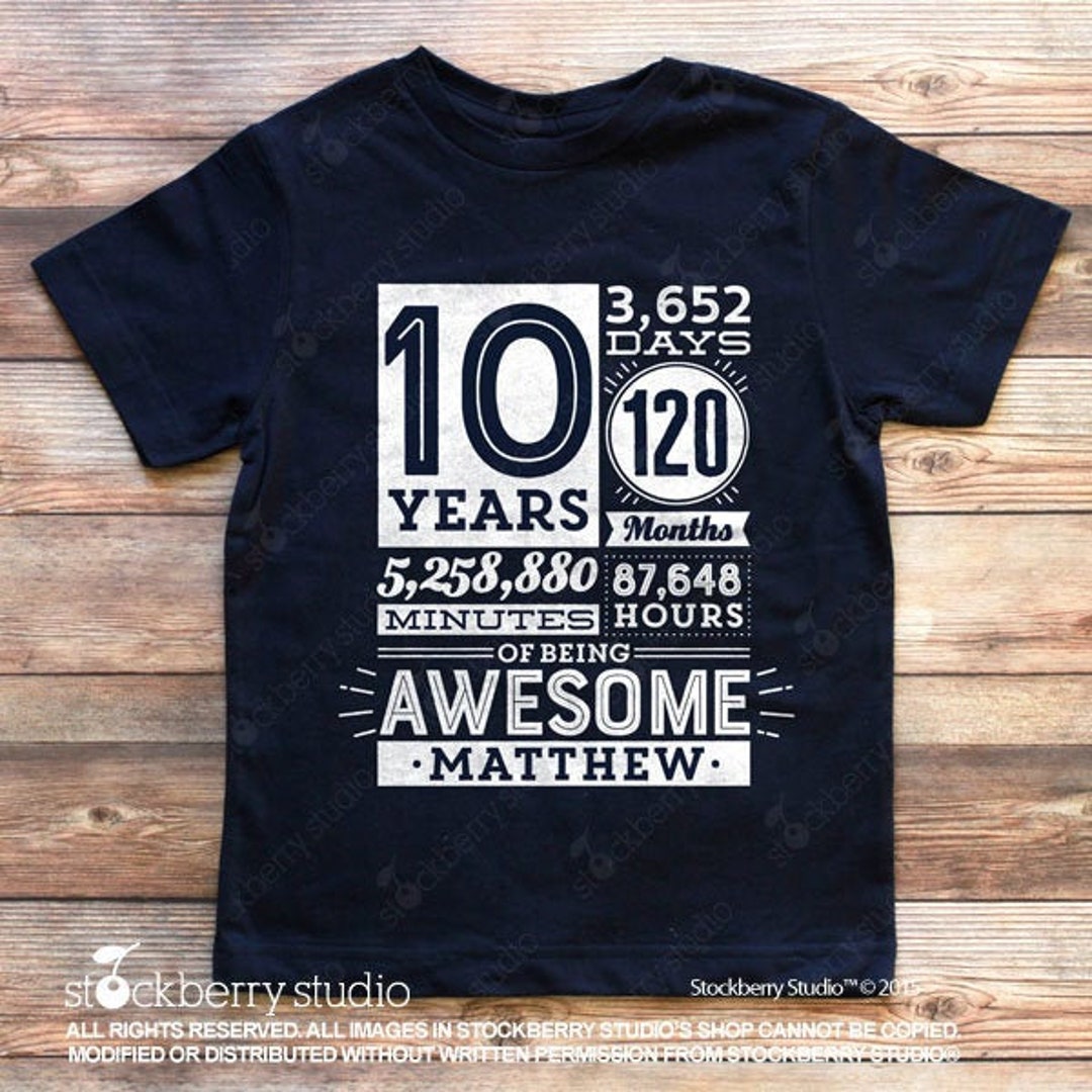 10th Birthday Shirt Boy 10 Years of Being Awesome Birthday