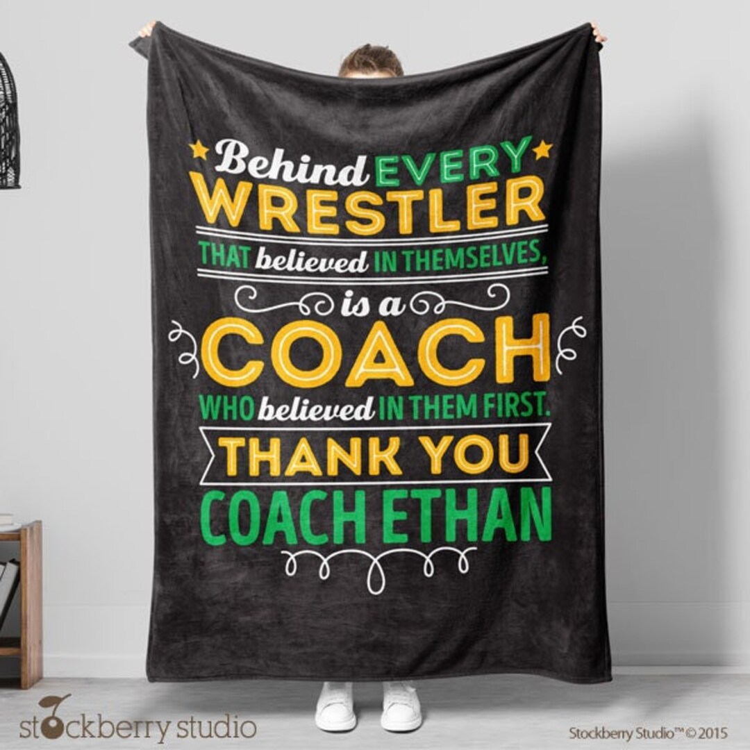 Wrestling Coach Thank You Blanket Personalized Appreciation Gift for