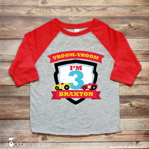 Race Car Birthday Shirt - Personalized Boy Birthday Shirt - Racecar Birthday Party - Custom Birthday Shirt - Race Car Shirt or Raglan Shirt Il_570xn