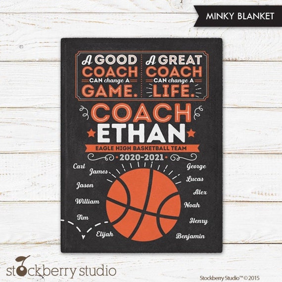 Basketball Coach Blanket Coach Gift Personalized Coach Thank Etsy