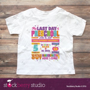 Last Day of School Preschool Shirt Pre School Graduation Tshirt Preschool Grad Last Day of Pre k Preschool Graduation Shirt Stats Pic 4 Pink Purple