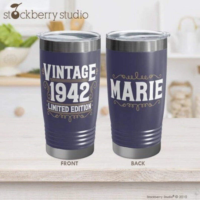 Vintage 1942 Tumbler Coffee Cup 80th Birthday Gifts for Women Men Birthday Party Gift Ideas Her Him Mom Dad Aunt Mother Grandma Women Men image 1