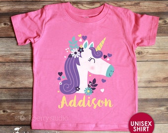 Unicorn Kids Shirt Girls Unicorn Shirt Personalized Unicorn Shirt Name Unicorn Birthday Shirt Magical Unicorn Tshirt Be a Unicorn Tee