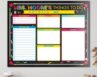 Teacher Things to Do Acrylic Dry Erase Board Personalized Classroom Wall Decor Weekly Daily Lesson Planner Reusable Teacher Appreciation