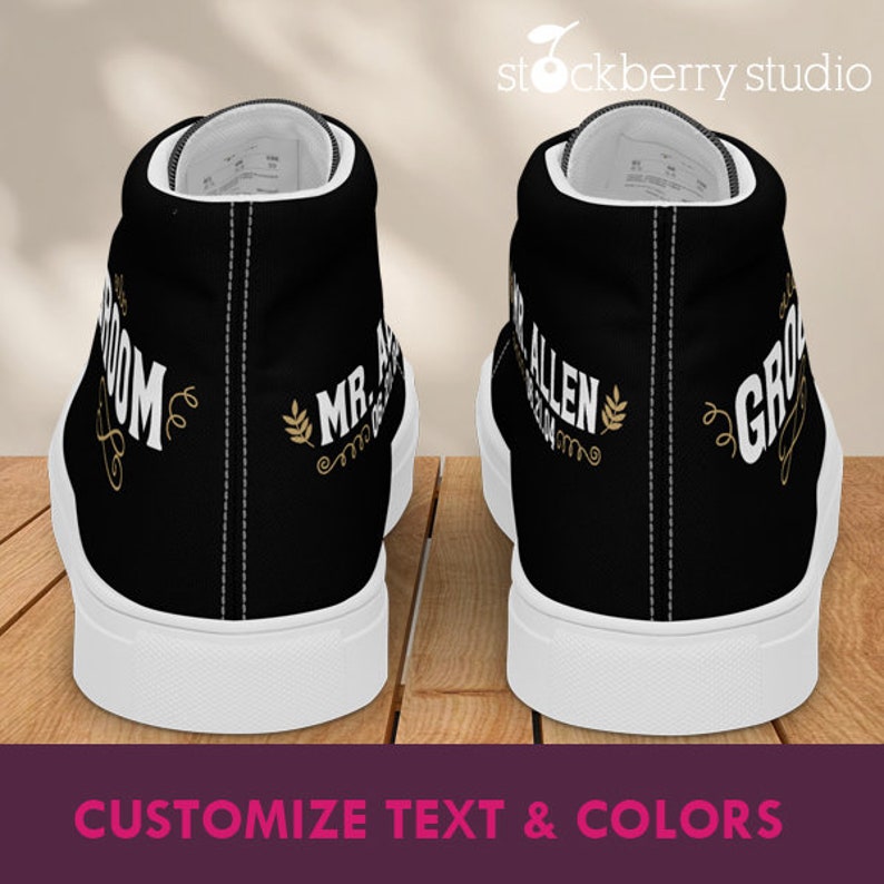 Groom High Top Sneakers Personalized Groom Shoes Husband Groom Wedding Shoes for Groom Sneaker Matching Couple Shoes Custom immagine 3