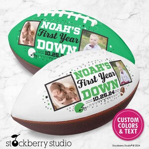 Pelota de fútbol personalizada para primer cumpleaños, nombre de bebé, regalo de cumpleaños para niños pequeños, fiesta deportiva, regalo de fútbol, decoración para primer cumpleaños de un año