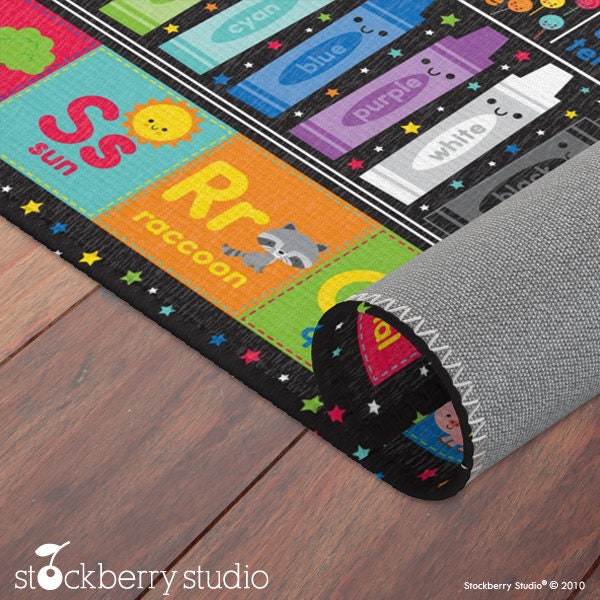 Teacher Classroom Rug Kids Shapes Numbers ABC Color Playroom Area Rug ...