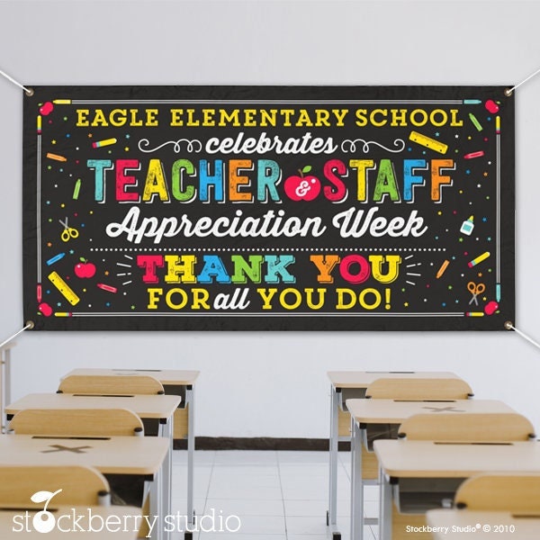 Teacher Appreciation Week Vinyl Banner Personalized Teachers and Staff Appreciation Thank You Sign Custom School Banner Backdrop Decor