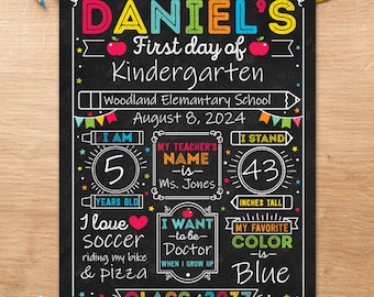 First Day of School Sign Reusable Personalized 1st Day of School Dry Erase Board Last Day of School Back to School Chalkboard Kindergarten