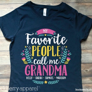 My Favorite People Call Me Mimi Shirt día de la madre de la hija Mimi Birthday Gift Shirt with Grandkids Names mothers day from son Pic #3 Grandma