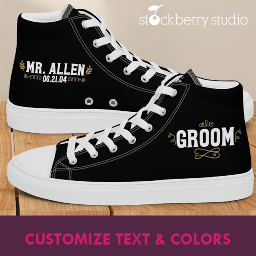Groom High Top Sneakers Personalized Groom Shoes Husband Groom Wedding ...