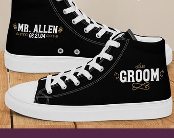 Groom High Top Sneakers Personalized Groom Shoes Husband Groom Wedding Shoes for Groom Sneaker Matching Couple Shoes Custom