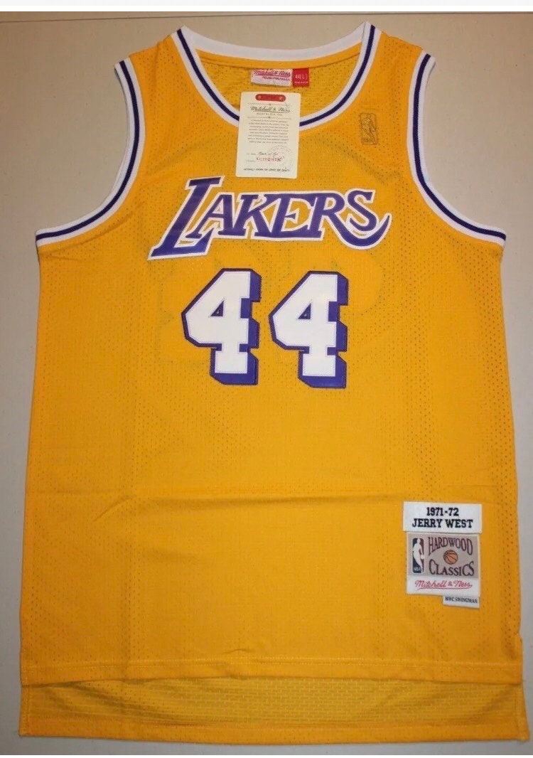 Men 44 Jerry West Jersey Yellow Los Angeles Lakers Jersey