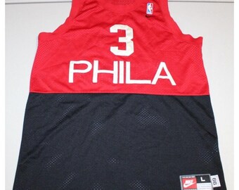 NBA Basketball Vintage Philadelphia 76ers Allen Iverson 3 Sewn Jersey Large Nike
