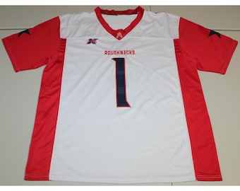 Camiseta de fútbol americano XFL Houston Roughnecks de Kahlil Lewis #1, talla 3XL, blanca y roja.