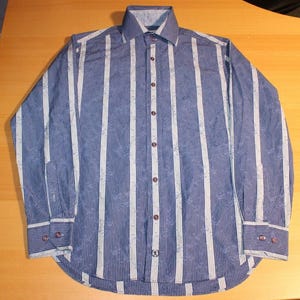 Mens Bugatchi Uomo Long Sleeve Button Up Shirt Small Blue Floral Striped Casual