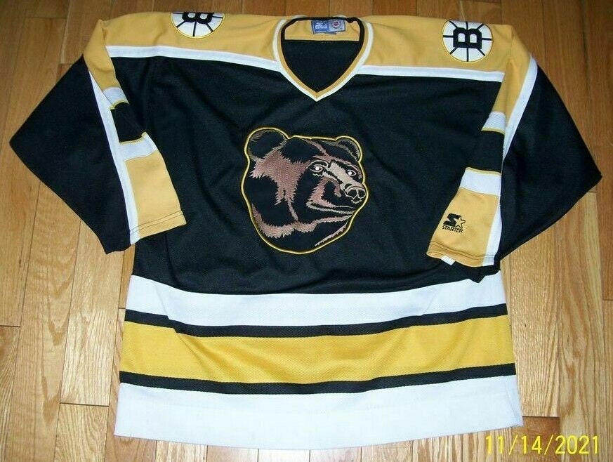 Boston Bruins Vintage Starter Pooh Bear Hockey Jersey 