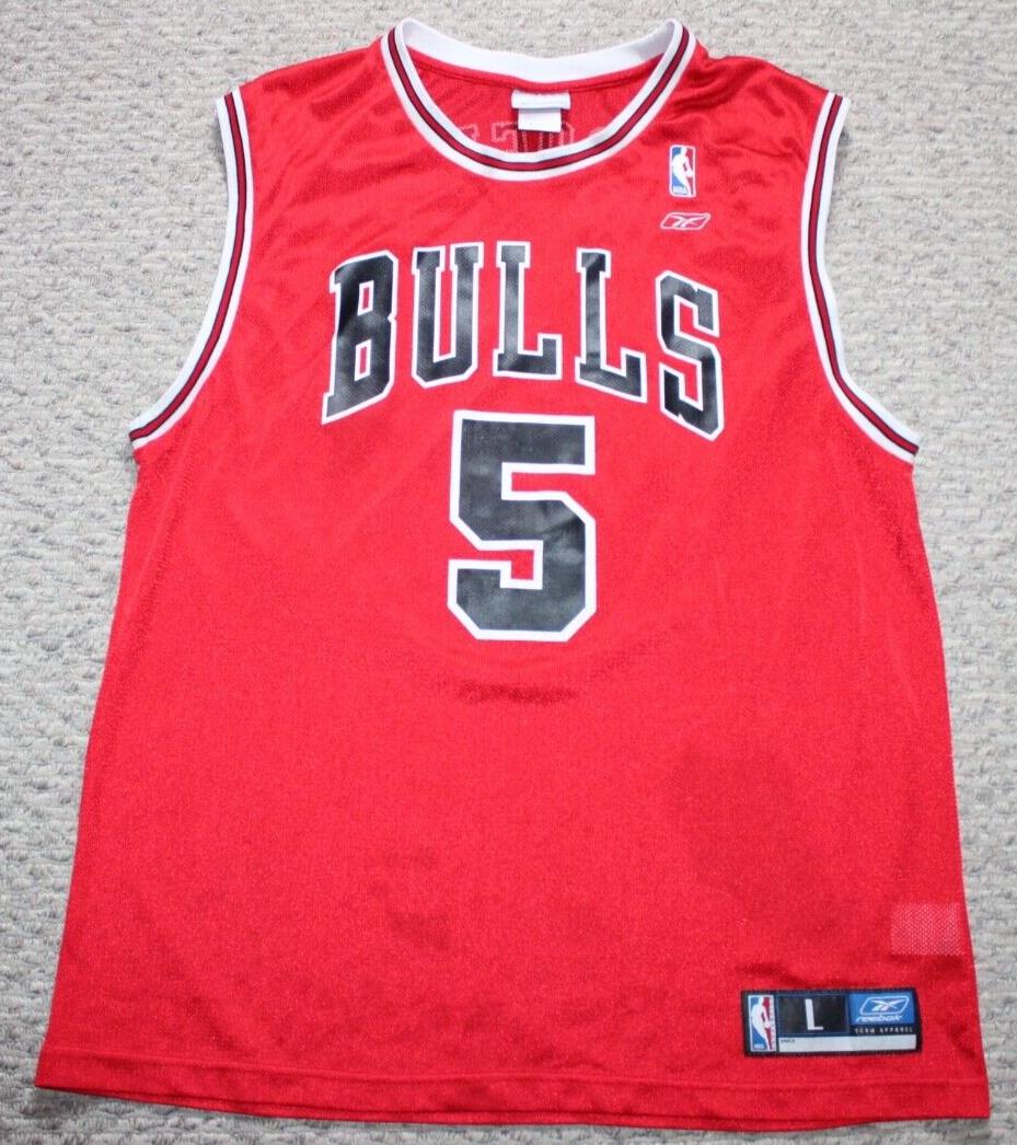 NBA Basketball Chicago Bulls Jalen Rose #5 Jersey Large Reebok Red